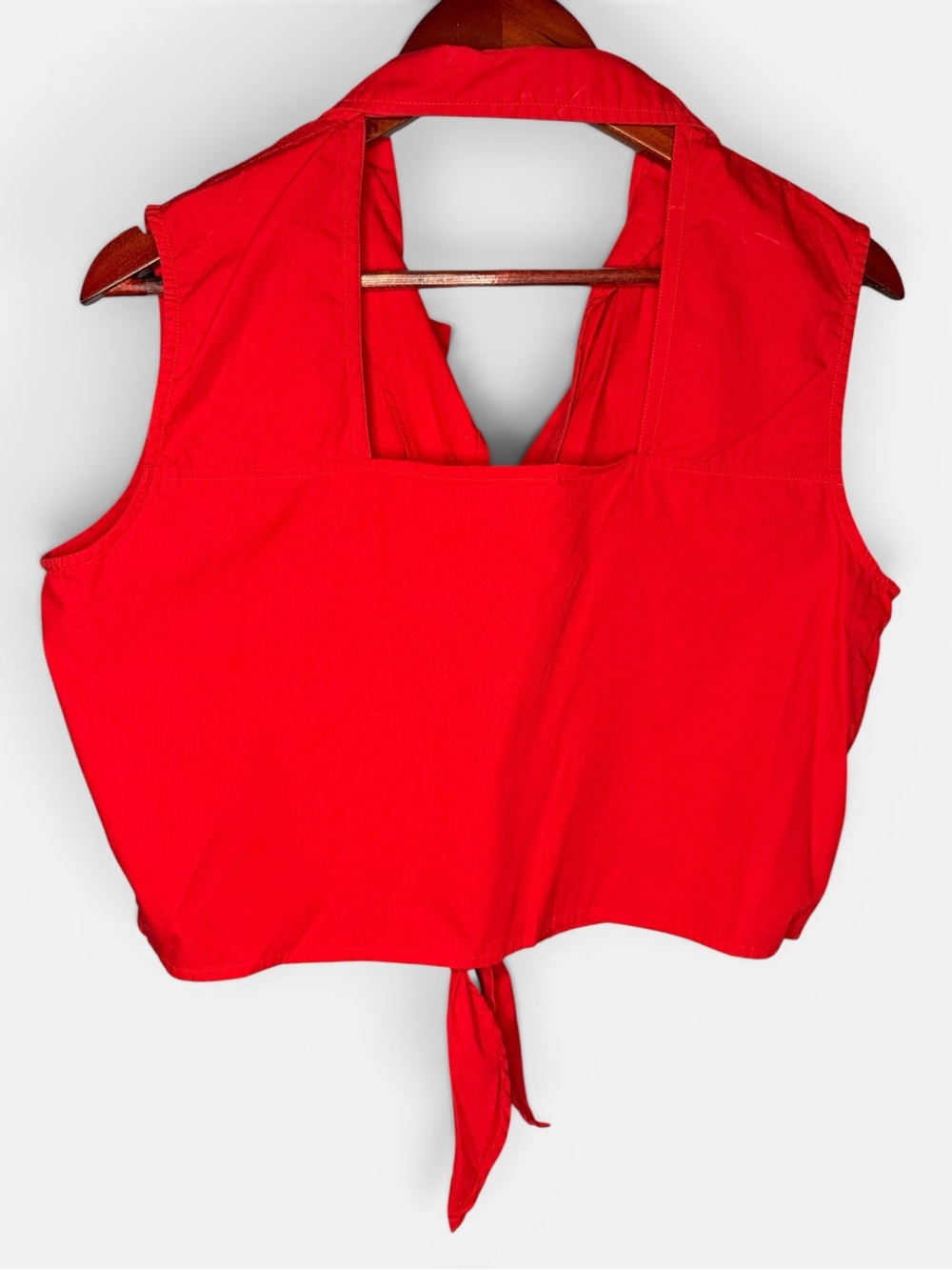Vintage 90s Y2K Tie Front Sleeveless 100% Cotton Top Coastal Retro | Size Large - Picture 2 of 5